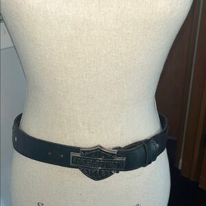 Harley-Davidson Black Belt with Silver Logo Buckle
